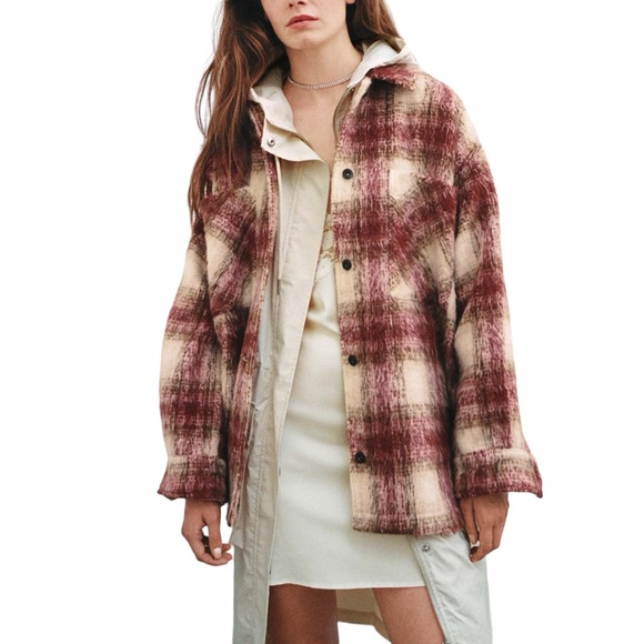 Zara Jackets & Blazers - ZARA Plaid Overshirt Shacket Jacket Size L